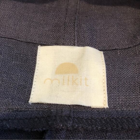 Milkit charcoal gray linen belted wrap nursing robe / cardigan size One Size - Picture 12 of 15